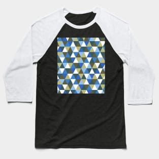 Blue and Green Geometric Pattern Baseball T-Shirt